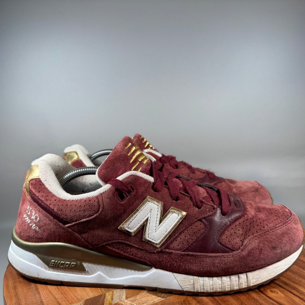 New Balance 530 St Jude Mens 12 Burgundy Gold Suede Sneakers M530SJY